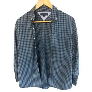 Tommy Hilfiger Men's Blue Plaid Long Sleeve Button Down Shirt Size M